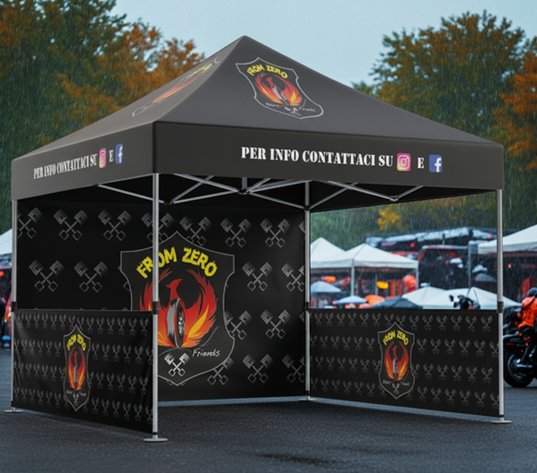gazebio bikers event personalizzazione, garfiche